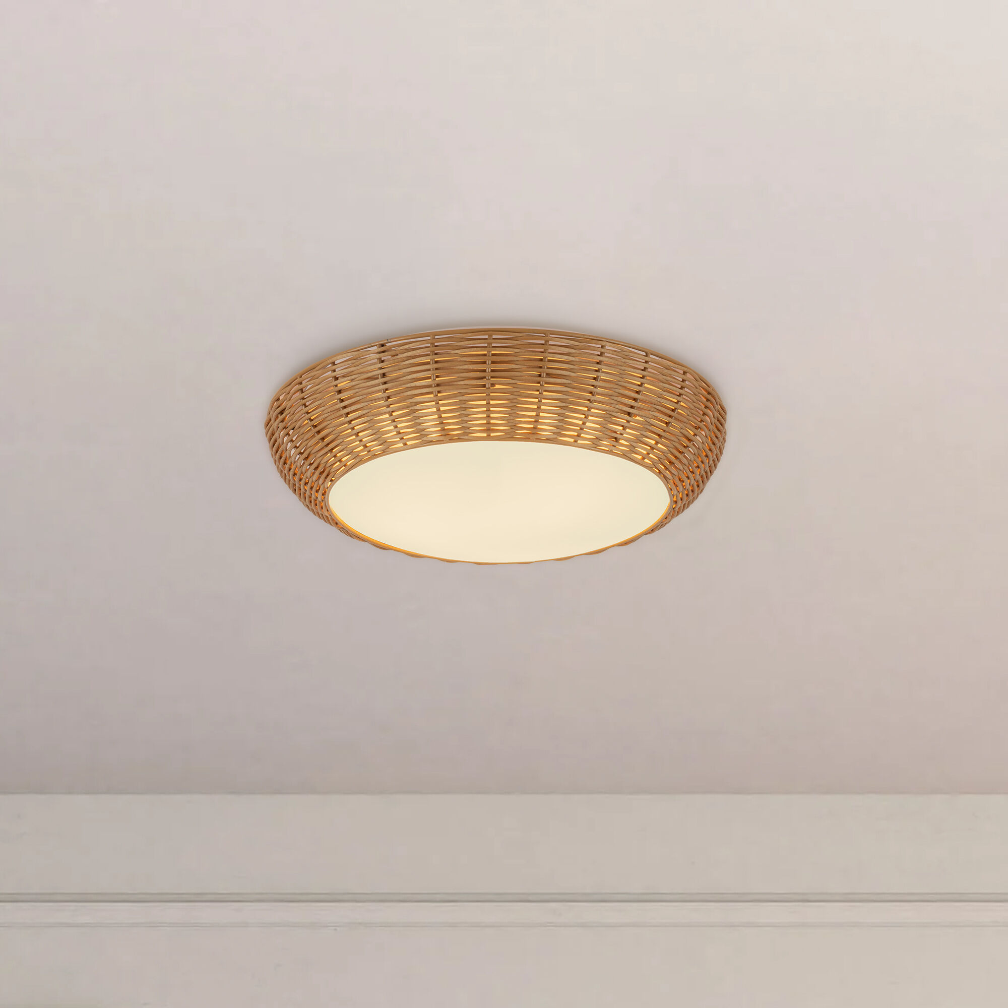 Alora Mood Merida 2 Light 14.88 inch Rattan Flush Mount Ceiling Light