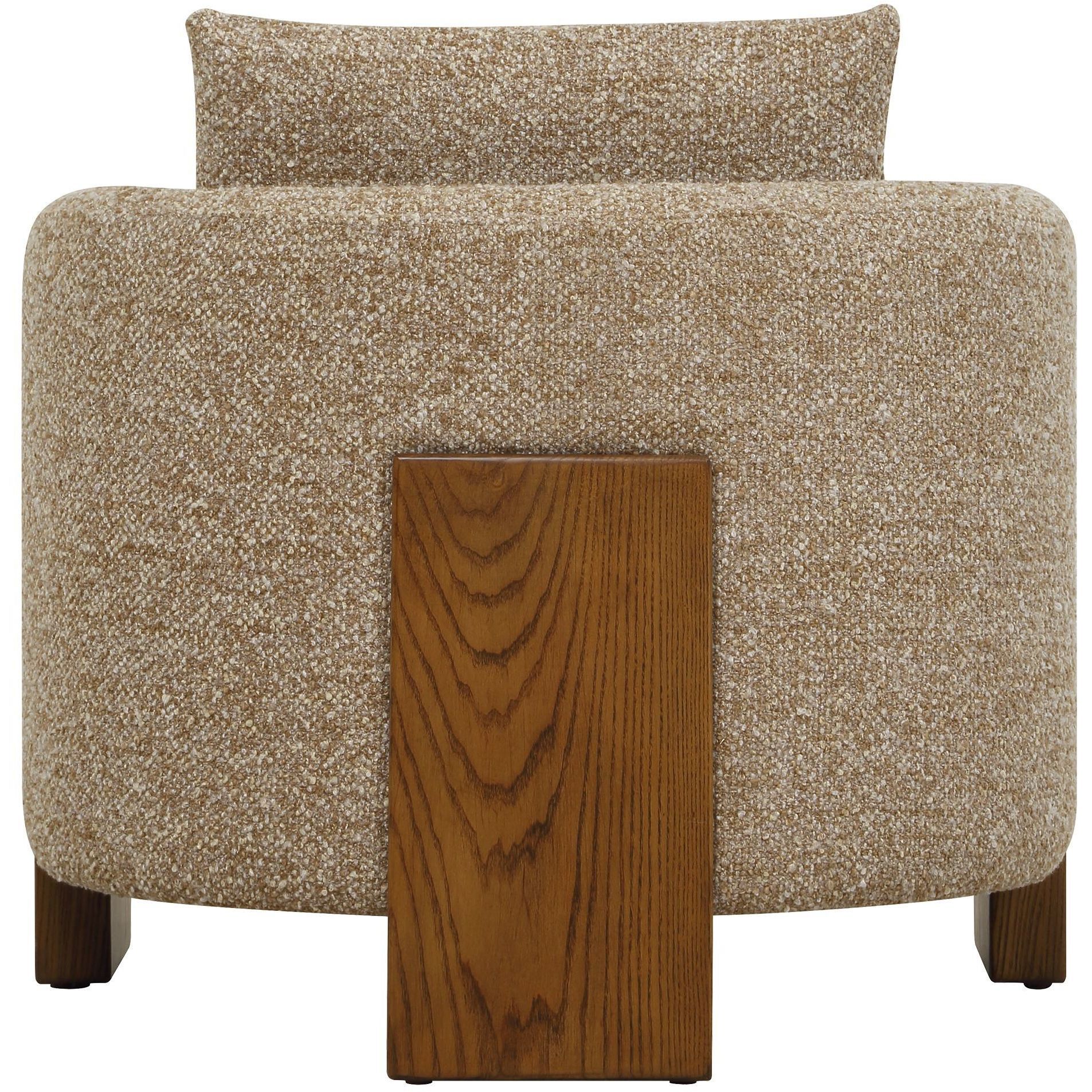 Halligan Amber and Gray and Cream with Walnut Accent Chair