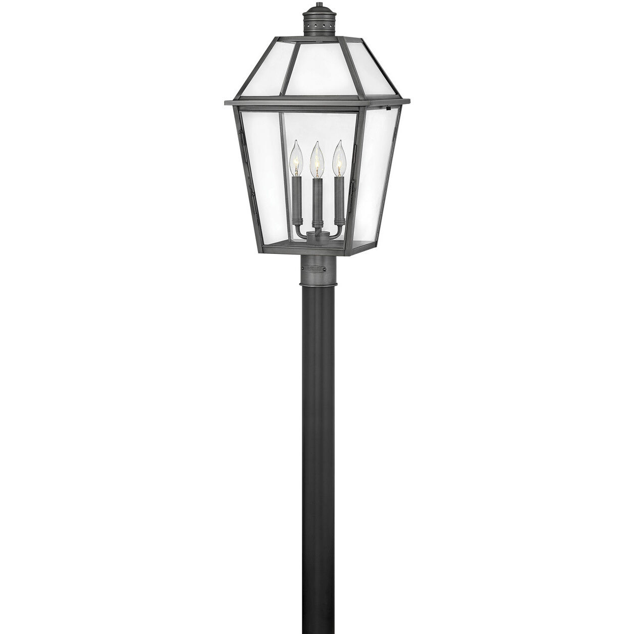 Heritage Nouvelle 3 Light 25 inch Blackened Brass with Black Outdoor Post Mount Lantern