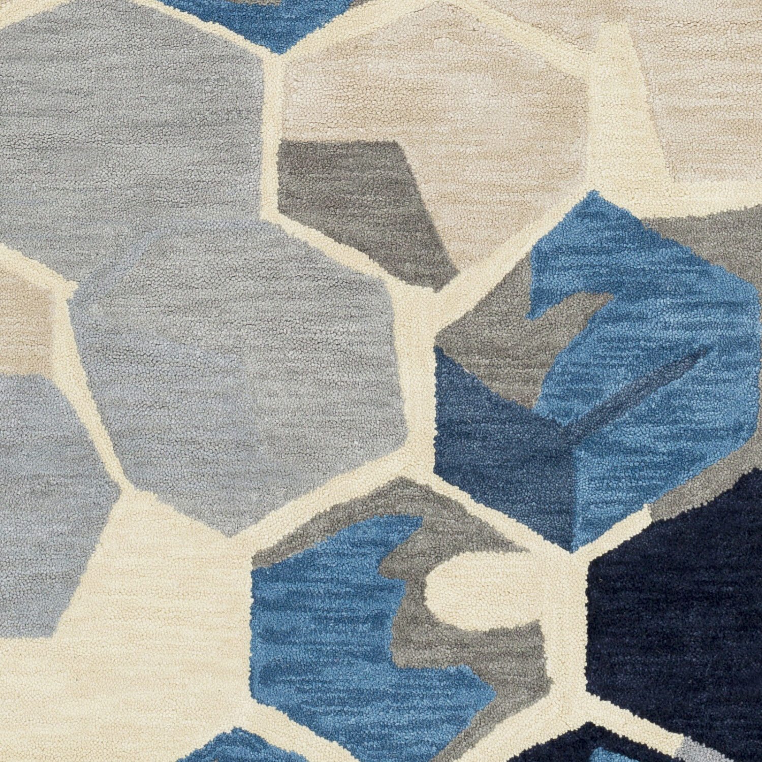 Rivera 120 X 96 inch Navy/Gray/Cream/Ink Blue/Blue Handmade Rug, Polyester