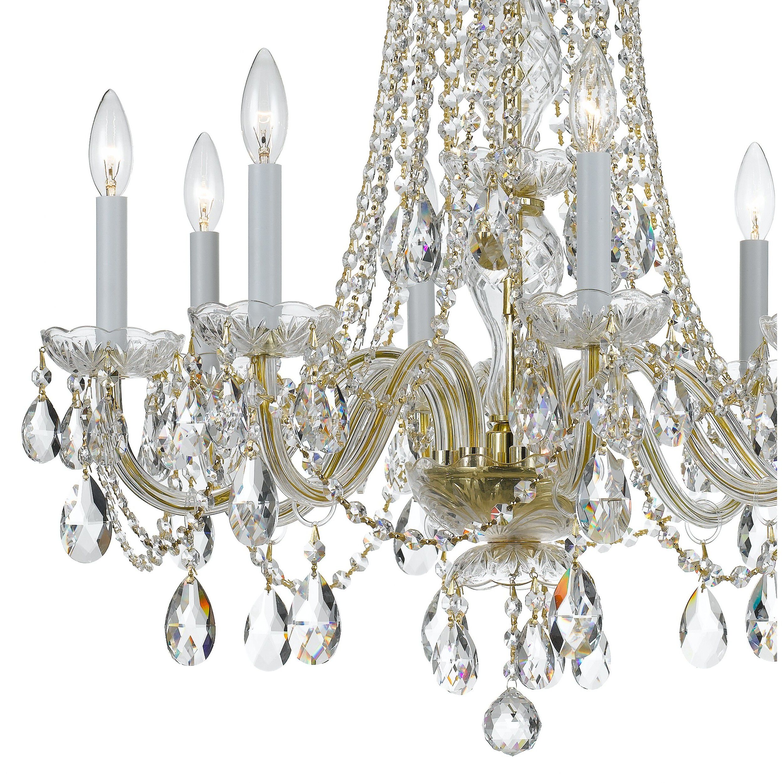 Traditional Crystal 8 Light 26 inch Polished Brass Chandelier Ceiling Light in Clear Swarovski Strass
