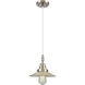 Downtown Urban Halophane 1 Light 8.5 inch Brushed Satin Nickel Mini Pendant Ceiling Light in Clear Halophane Glass