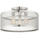 Industro 3 Light 18 inch Brushed Nickel Semi Flush Ceiling Light