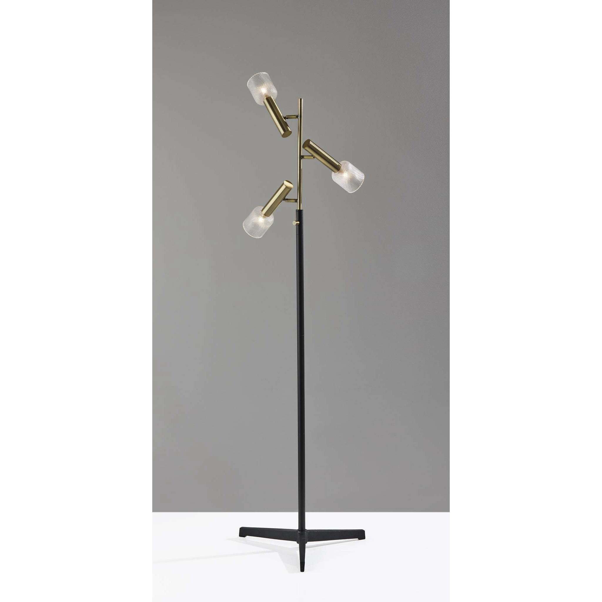 Melvin 63 inch 3.00 watt Black and Antique Brass Floor Lamp Portable Light