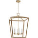 Chapman & Myers Darlana5 LED 29 inch Antique-Burnished Brass and Natural Rattan Wrapped Lantern Ceiling Light, XL