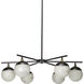 Metro 6 Light 40 inch Faux White Alabaster and Oil Rubbed Bronze Chandelier Ceiling Light, Antique Brass Accents