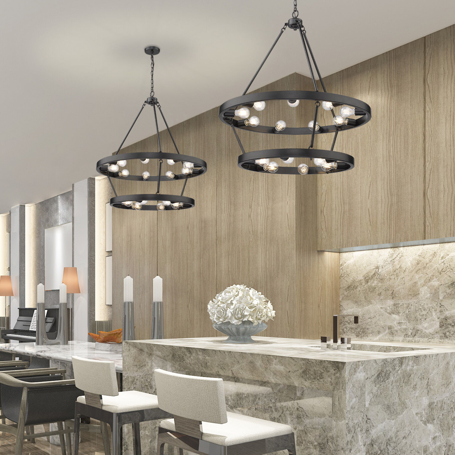 Castile 15 Light 32 inch Matte Black Chandelier Ceiling Light