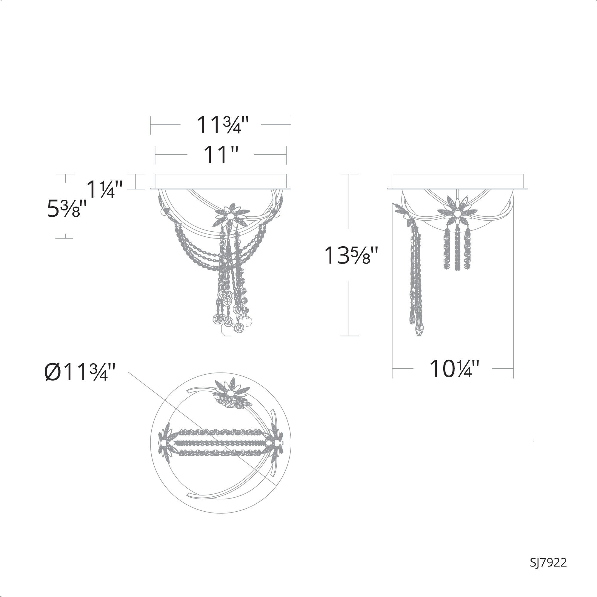 Forever Revere LED 11.75 inch Heirloom Gold Flush Mount Ceiling Light