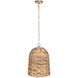 Rotorua 1 Light 13.75 inch Antique Brass and Natural Woven Sea Grass Pendant Ceiling Light
