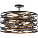 Vortic Flow 5 Light 20 inch Dark Bronze/Mosaic Gold Semi Flush Mount Ceiling Light, Convertible