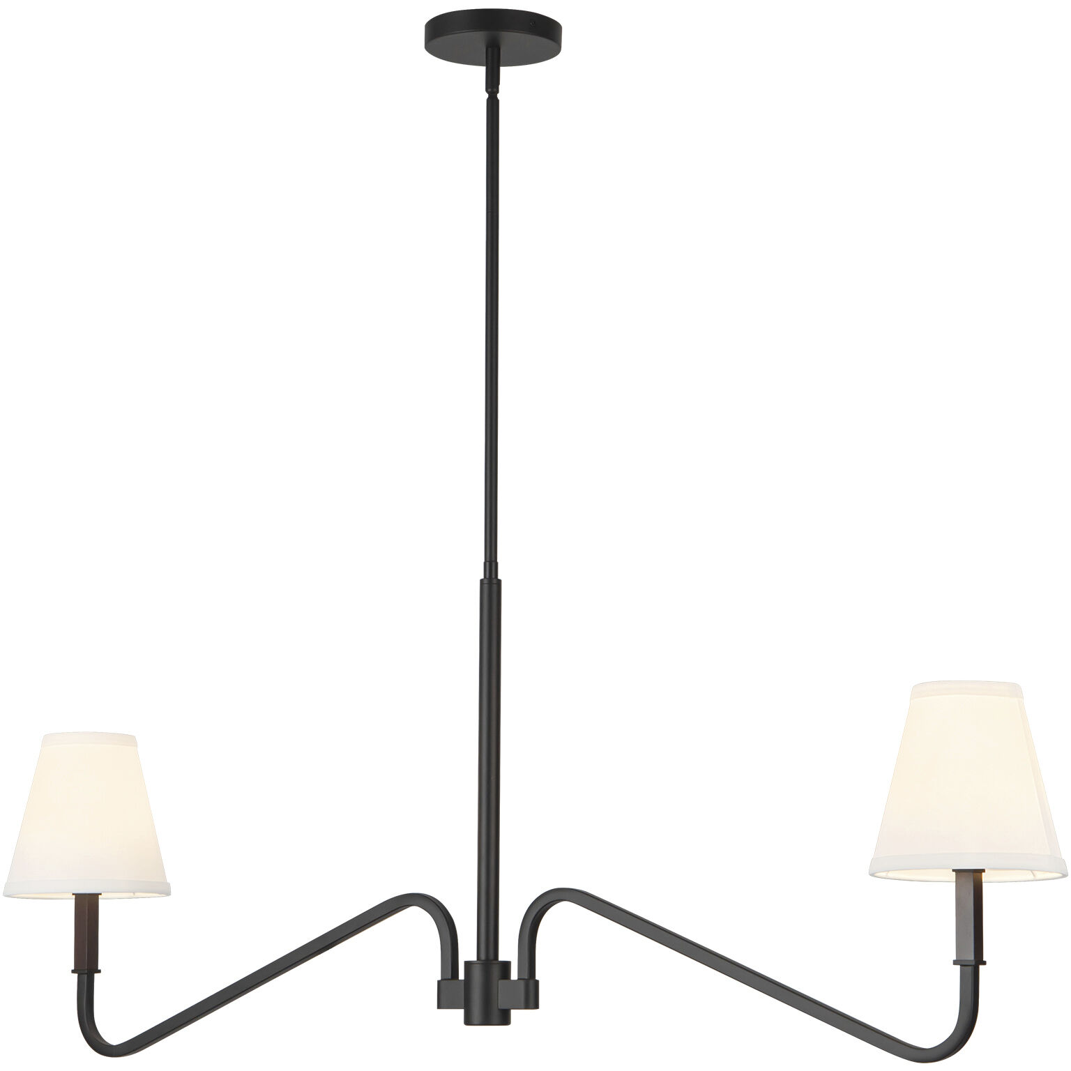 Alora Mood Sloan 2 Light 30 inch Matte Black and White Linen Linear Pendant Ceiling Light