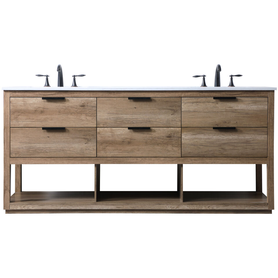 Larkin 72 X 22 X 34 inch Natural Oak Vanity Sink Set
