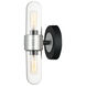 Dual 2 Light 4.75 inch Black/Brushed Aluminum Bath Vanity Wall Light