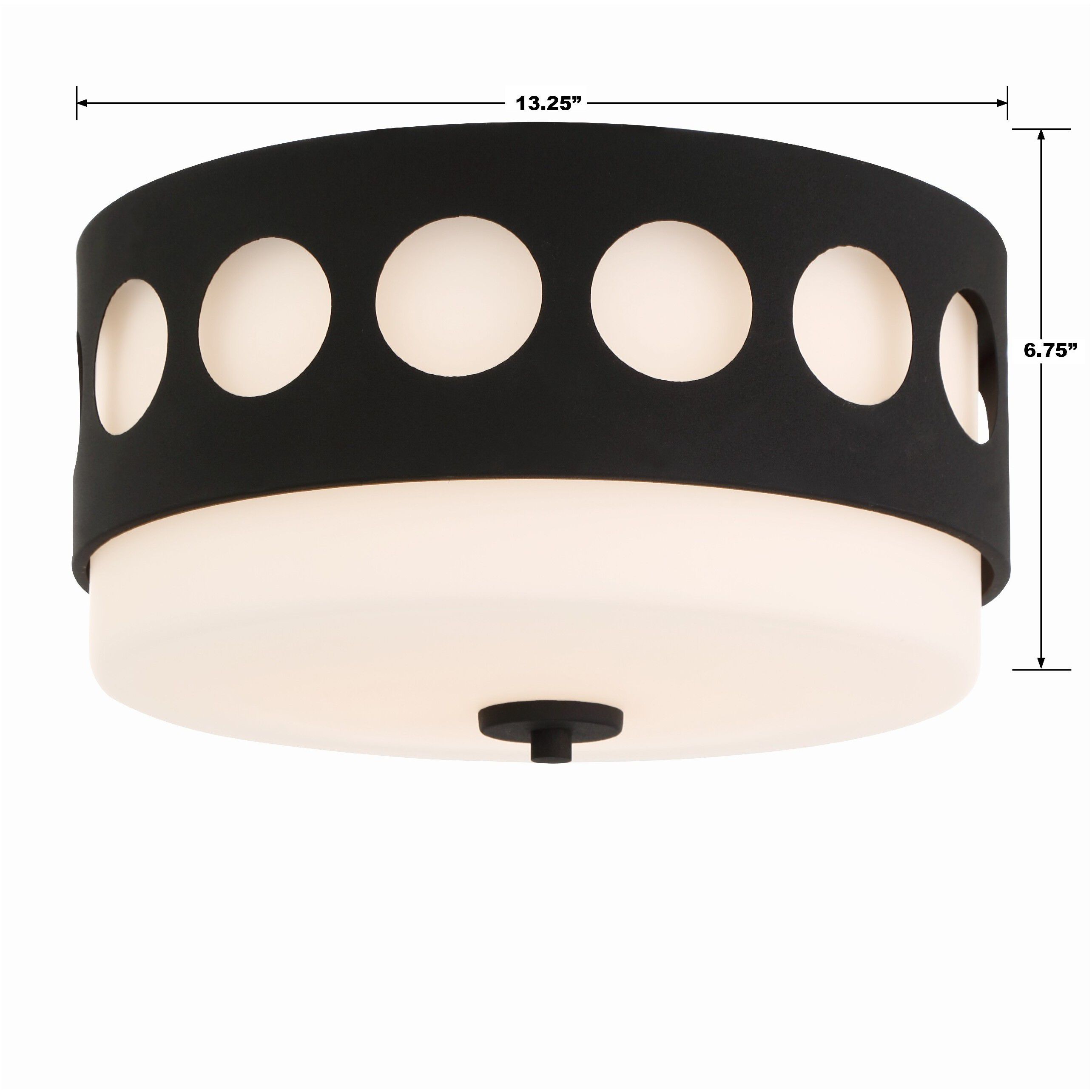 Kirby 2 Light 13.25 inch Black Forged Flush Ceiling Light