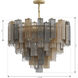 Torvento 15 Light 32.75 inch Legacy Brass Pendant Ceiling Light in Clear,  Grey and Amber Handmade Glass