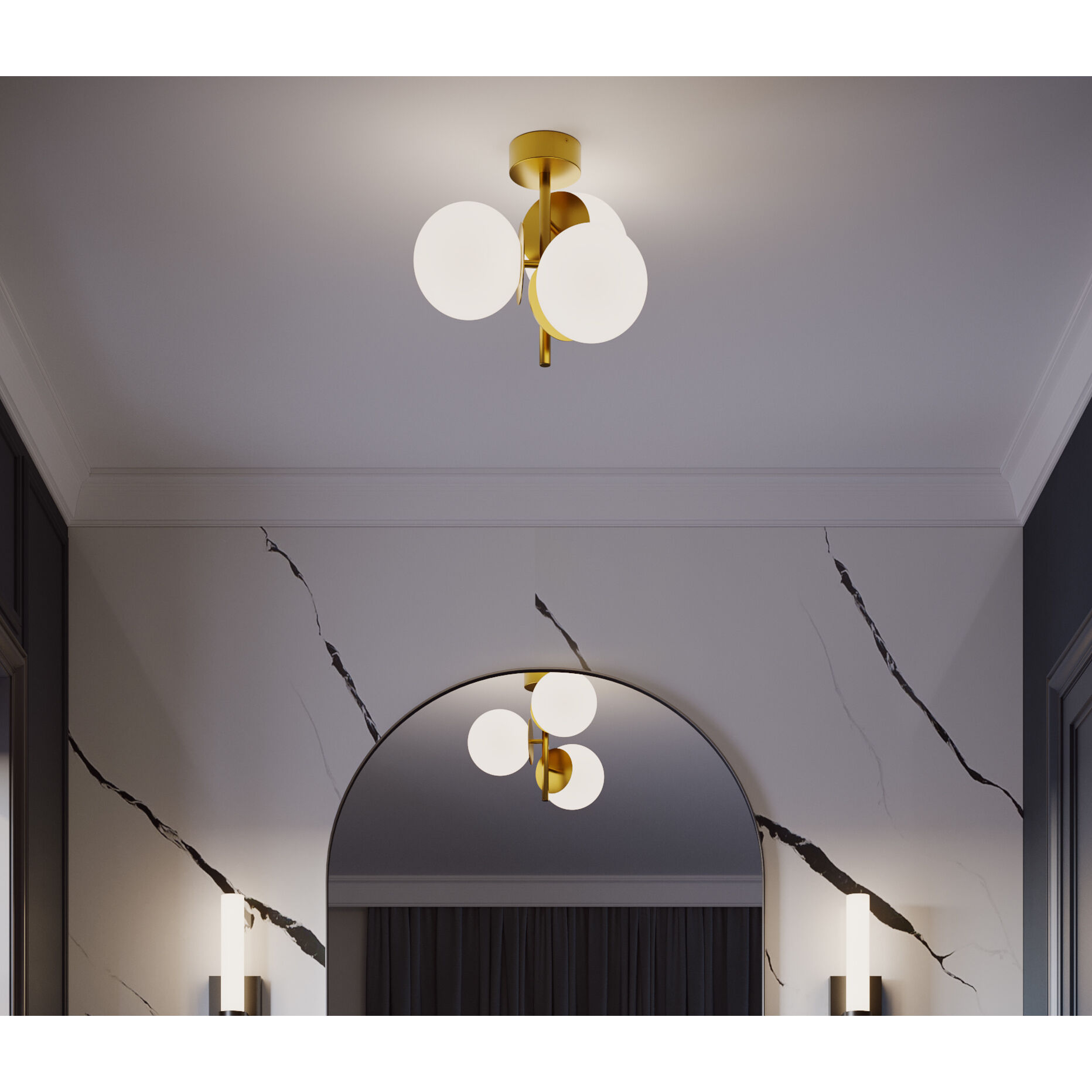 Arren LED 17.25 inch Light Antique Brass Semi-Flush Mount Ceiling Light