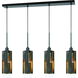 Reggio 4 Light 6 inch Wood and Black Chandelier Ceiling Light