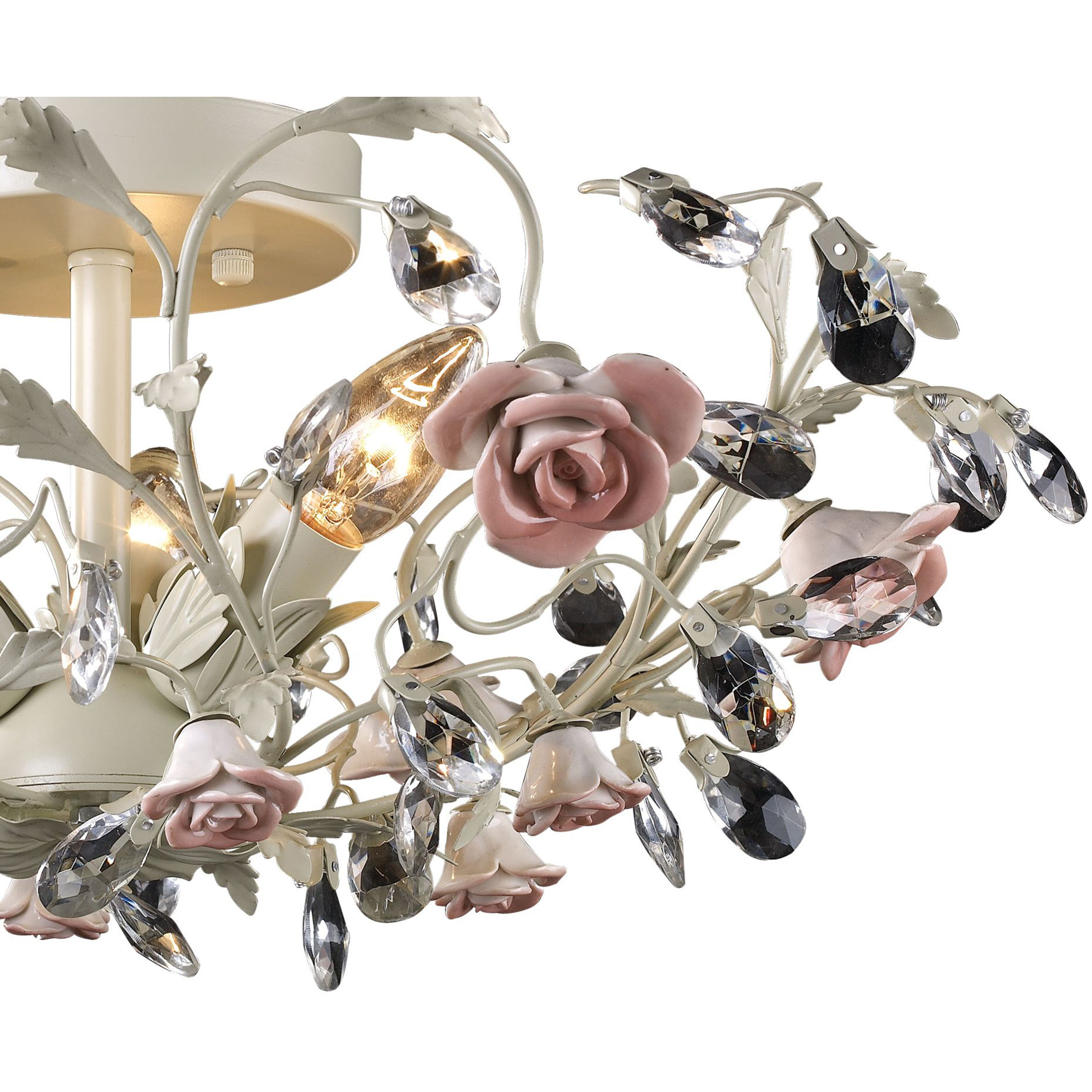 Heritage 3 Light 17 inch Cream Semi Flush Mount Ceiling Light