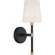 Brody 1 Light 5.75 inch Black with Warm Brass Accents Wall Sconce Wall Light in Matte Black with Warm Brass, Essentials