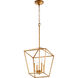 Gabriel 4 Light 12.5 inch Gold Leaf Mini Chandelier Ceiling Light, Quorum Home