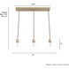 Van Nuys 3 Light 30 inch Alturas Gold Linear Cluster Pendant Ceiling Light