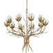 Star Magnolia 10 Light 26.5 inch Antique Brass Chandelier Ceiling Light