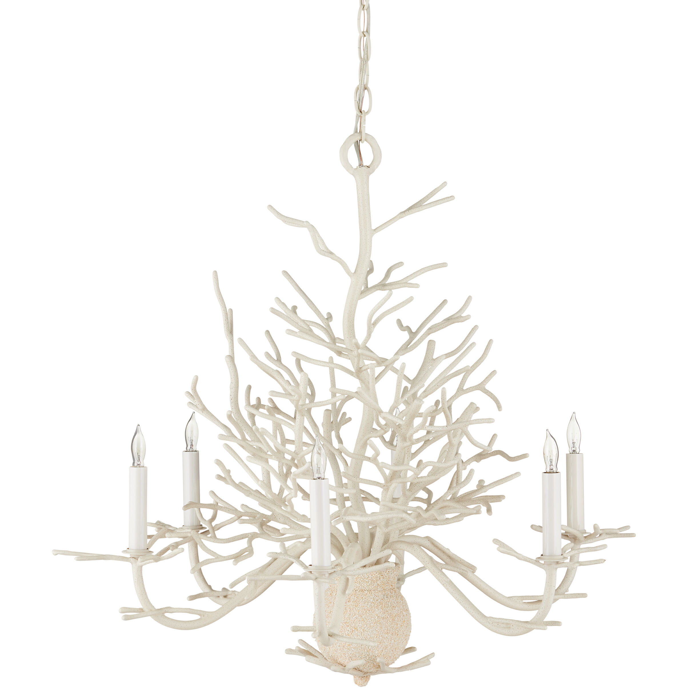 Seaward 6 Light 29 inch White Coral/Natural Sand Chandelier Ceiling Light, Small