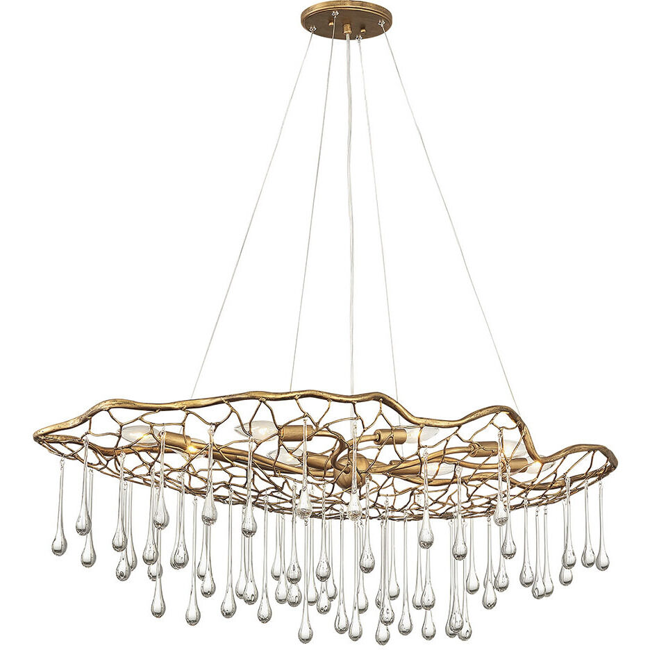 Lisa McDennon Laguna 8 Light 42 inch Burnished Gold Indoor Linear Chandelier Ceiling Light, Oval