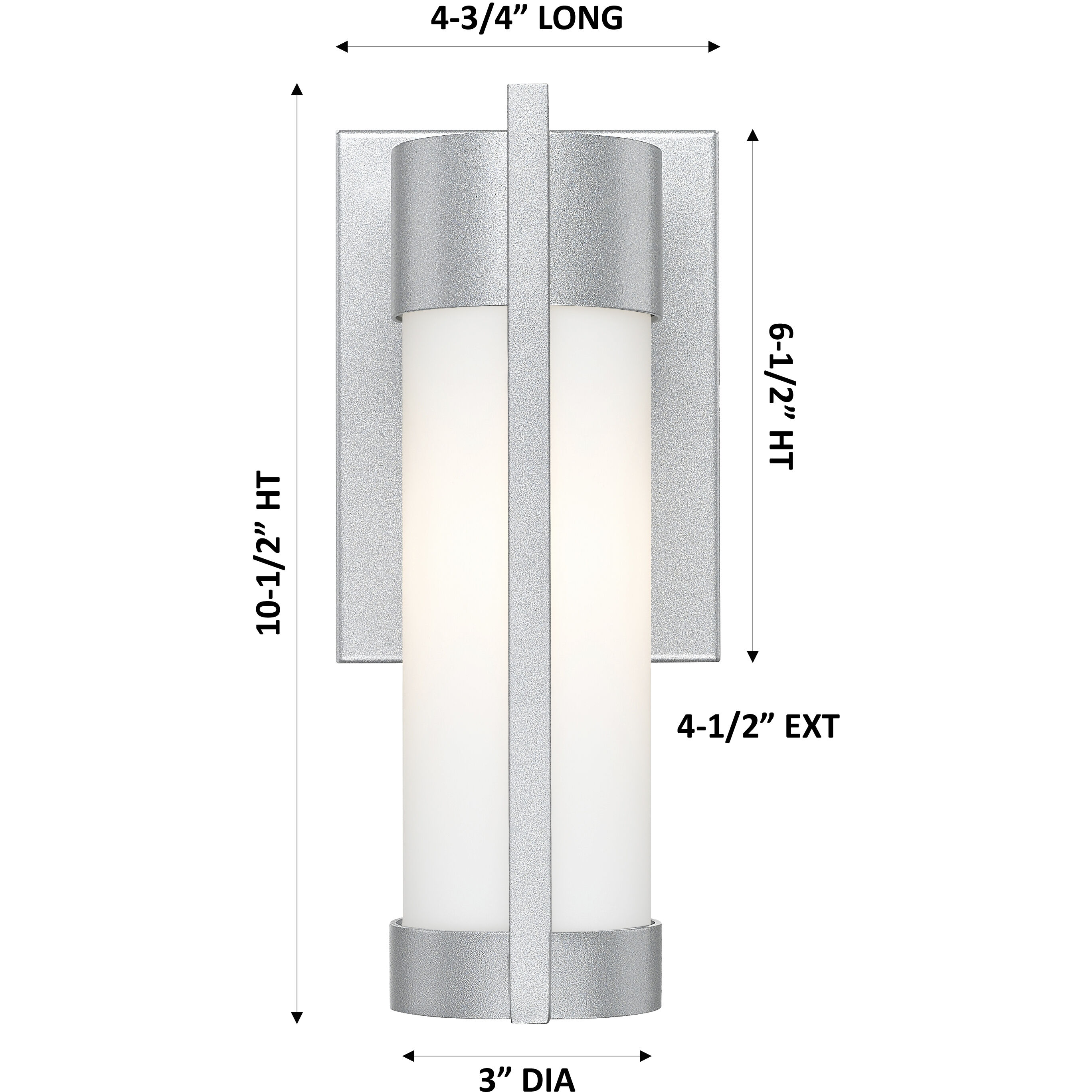 Stratford 1 Light 10.5 inch Silver Outdoor Sconce in White Glass