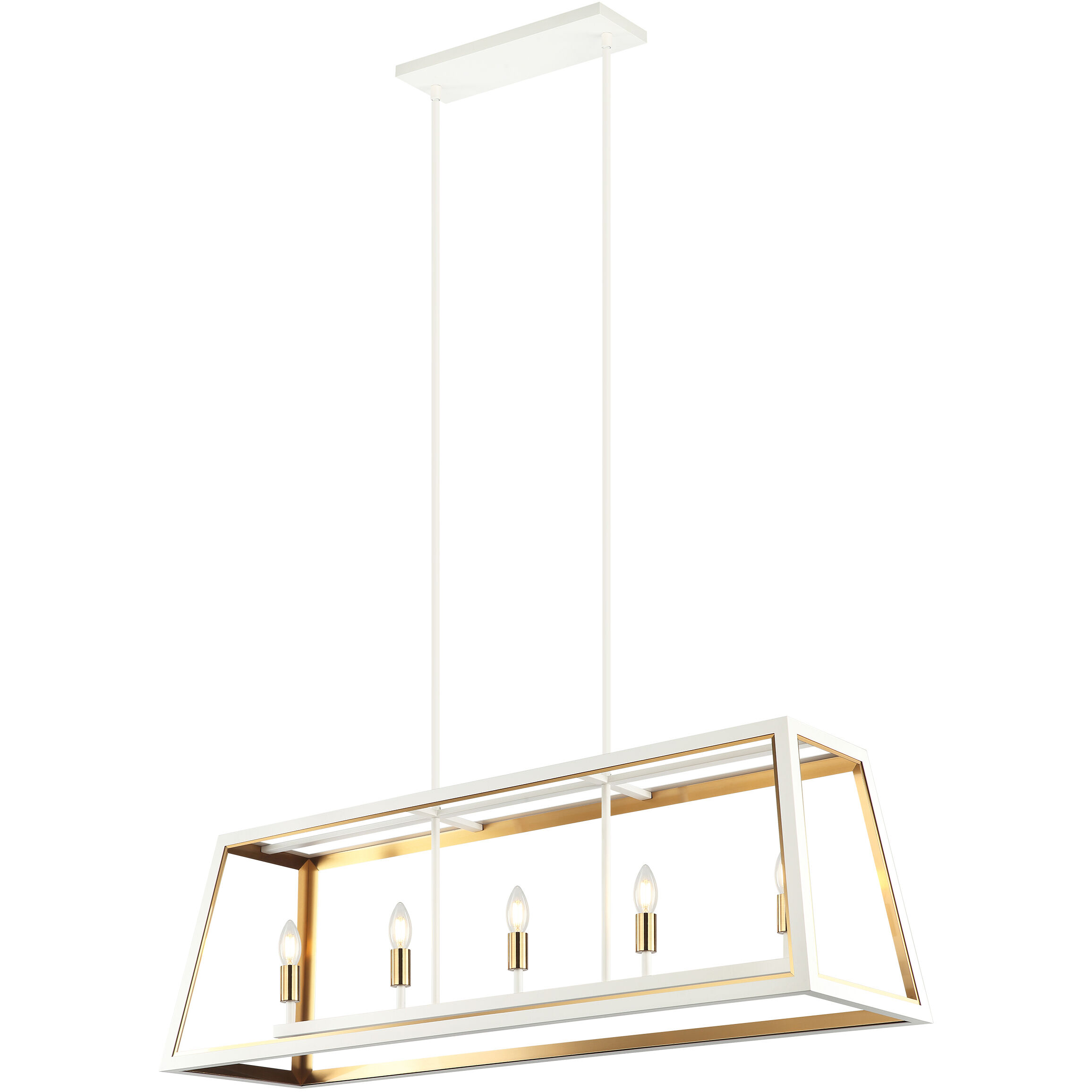 Rosalie 5 Light 45 inch White and Aged Gold Brass Pendant Ceiling Light