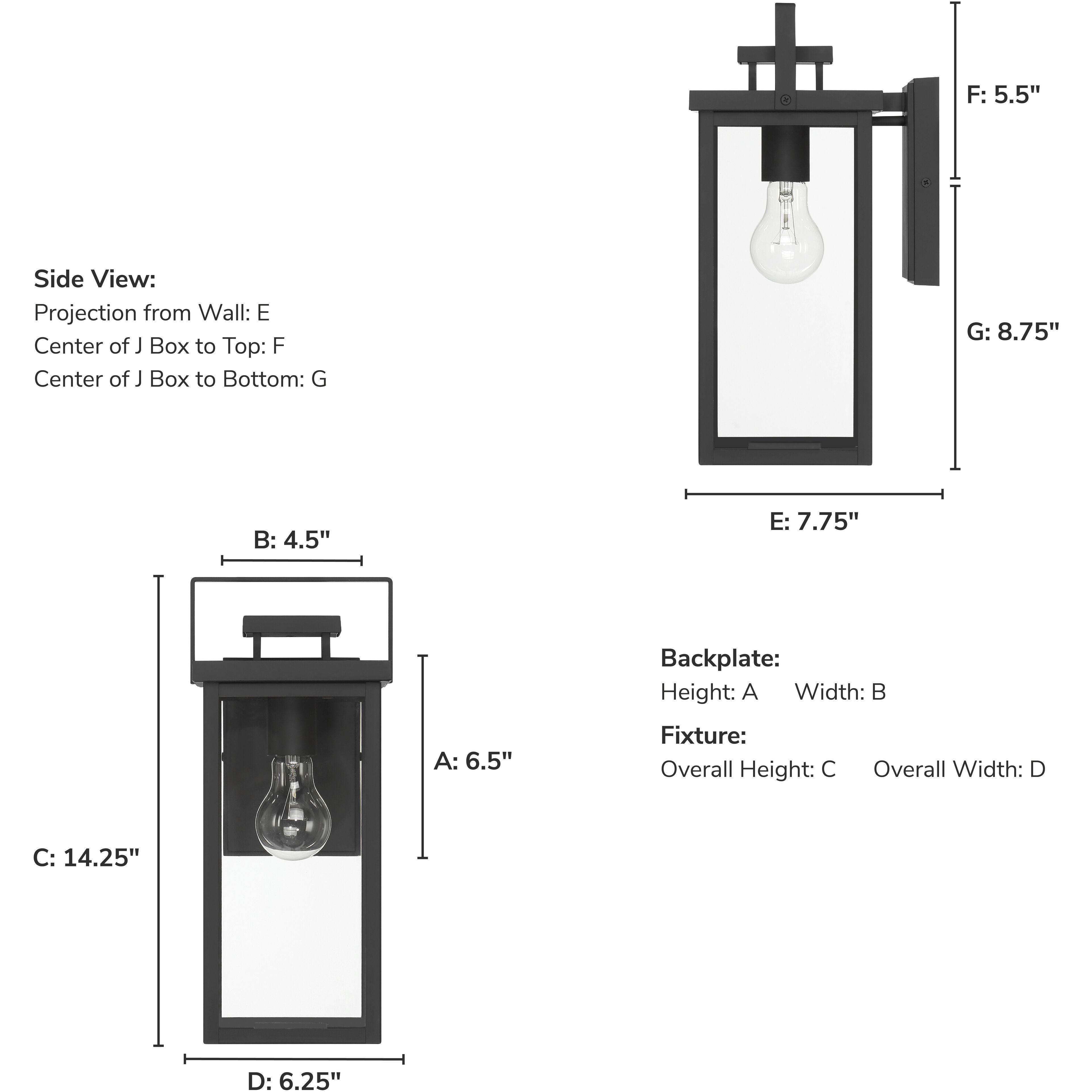 Timbergrove 1 Light 14.25 inch Matte Black Outdoor Wall Light, Medium