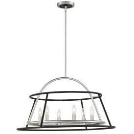 Campana 6 Light 3 inch Satin Nickel/black Chandelier Ceiling Light