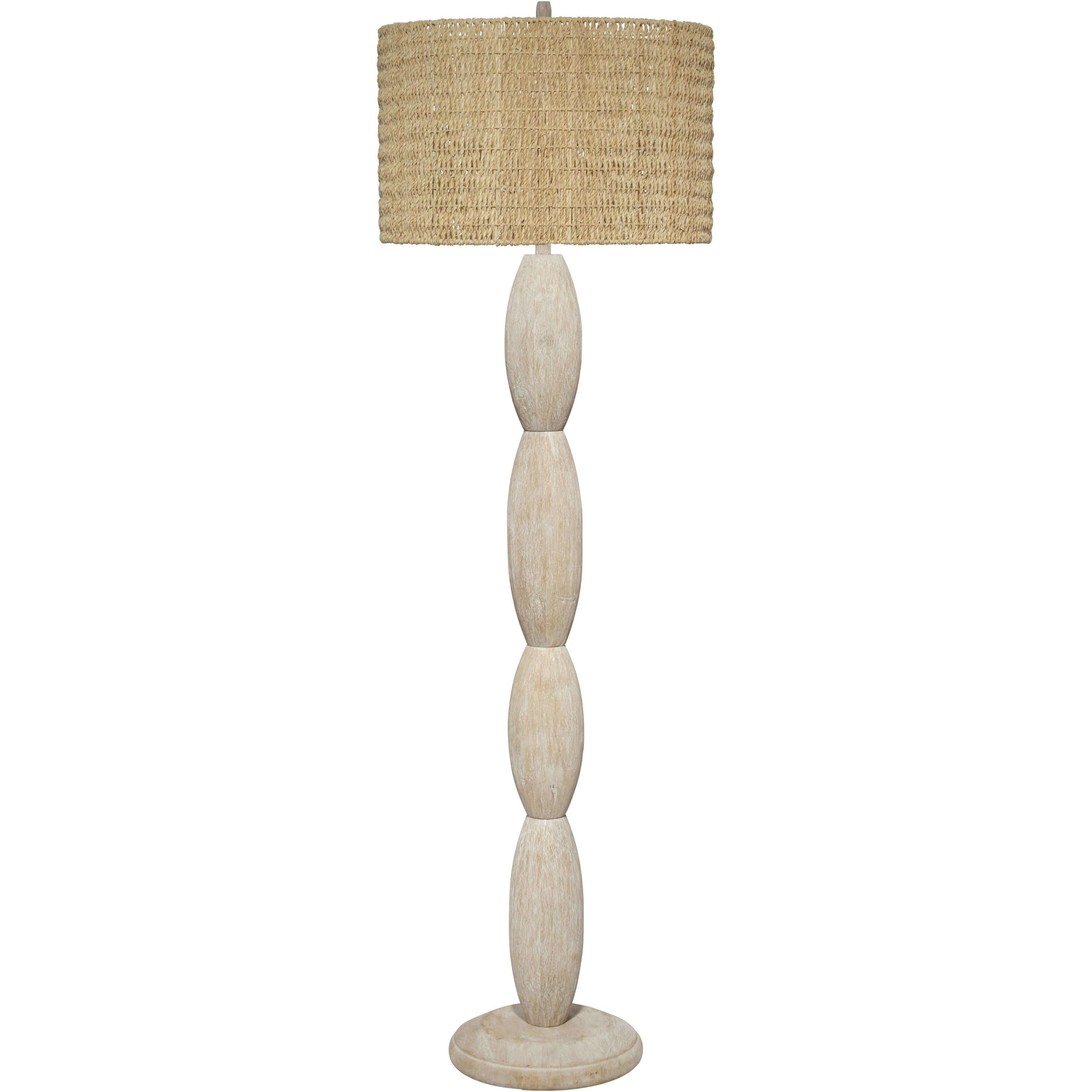 Almond 64 inch 100 watt Brushed White Wash Floor Lamp Portable Light, Inline