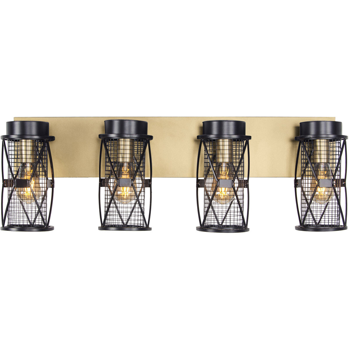 Harlequin 4 Light 32.13 inch Warm Bronze and Gold Bar Vanity Wall Light