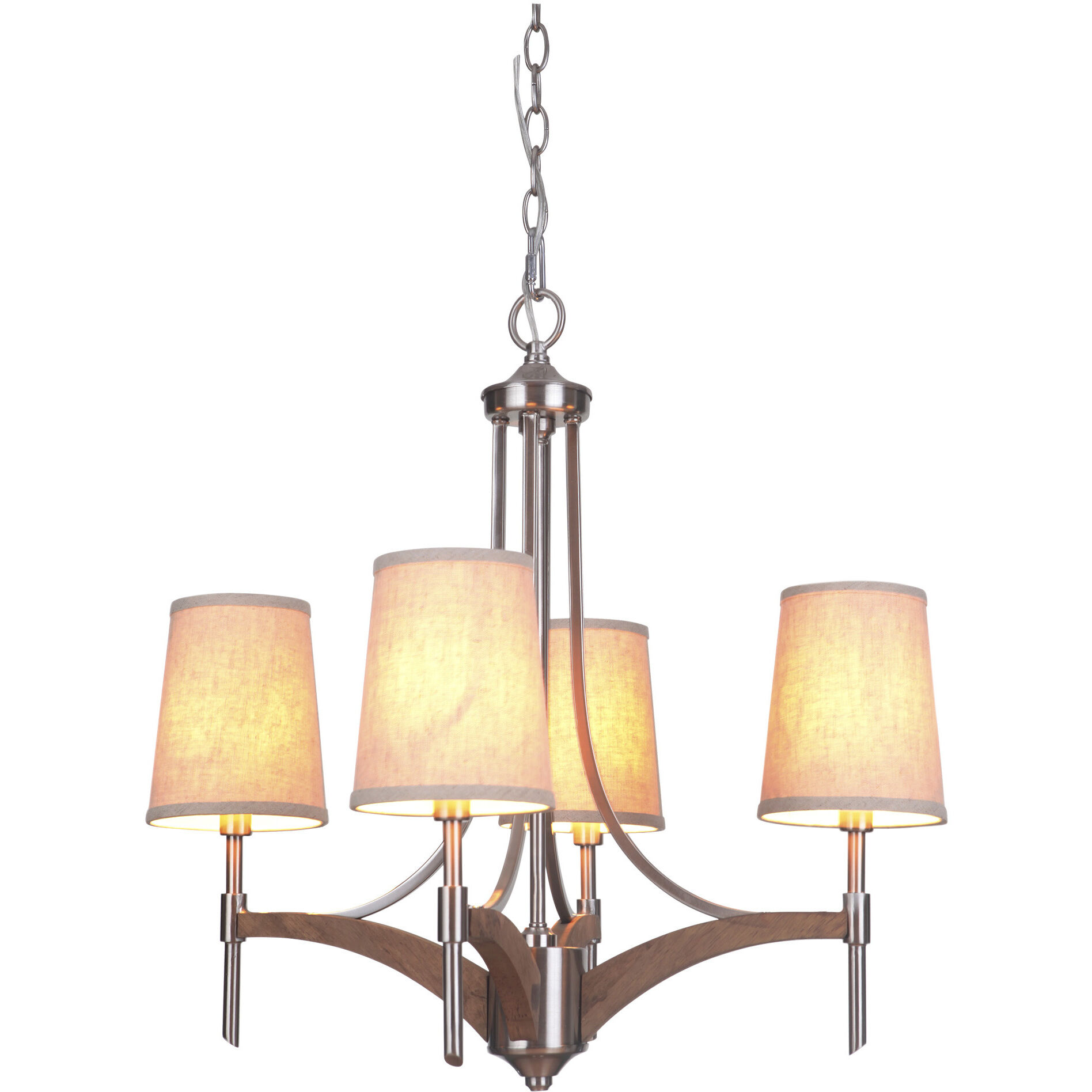 Tahoe 4 Light 18.5 inch Brushed Polished Nickel/Whiskey Barrel Chandelier Ceiling Light, Jeremiah