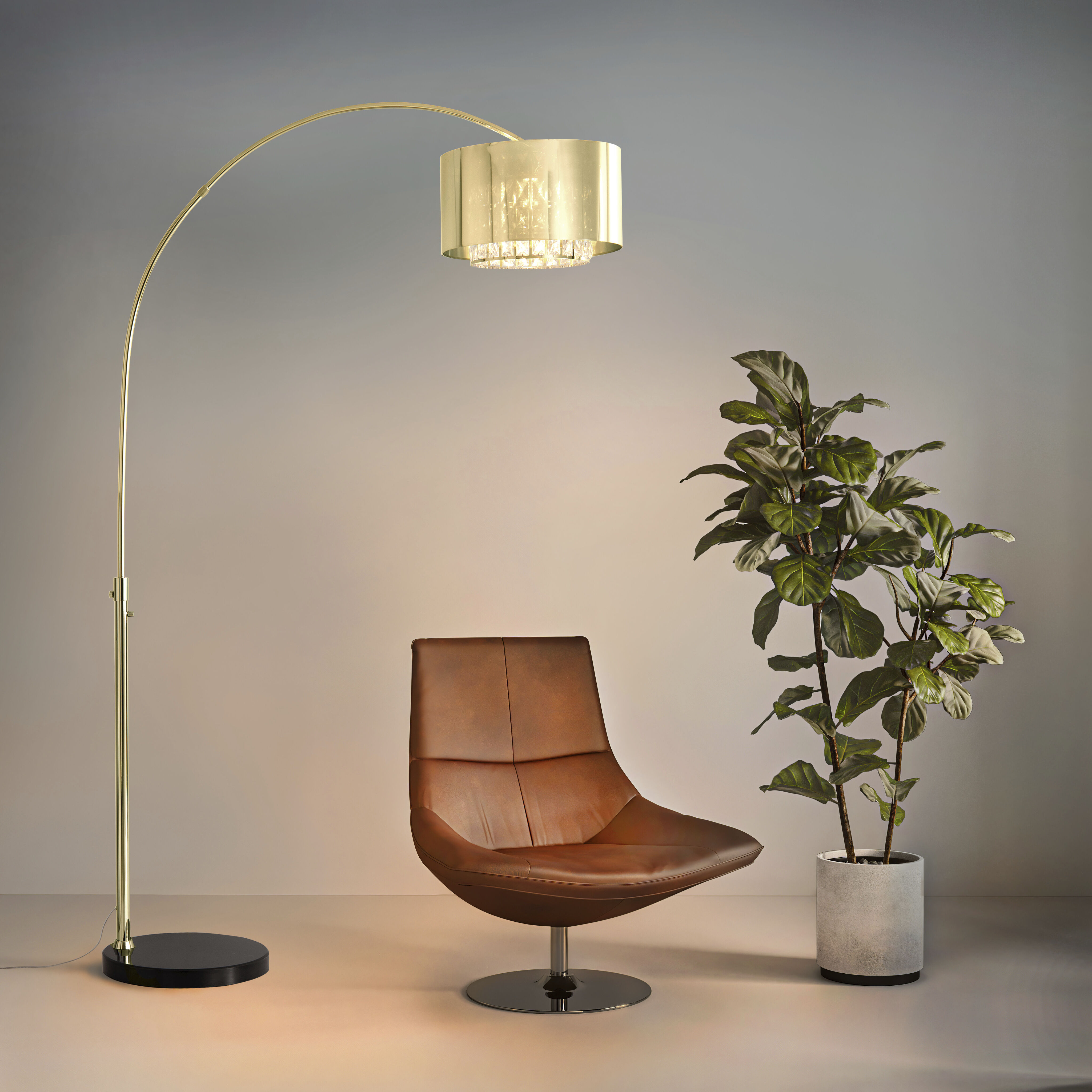 Marilyn 90 inch 28.00 watt Weathered Brass and Black Arc Floor Lamp Portable Light