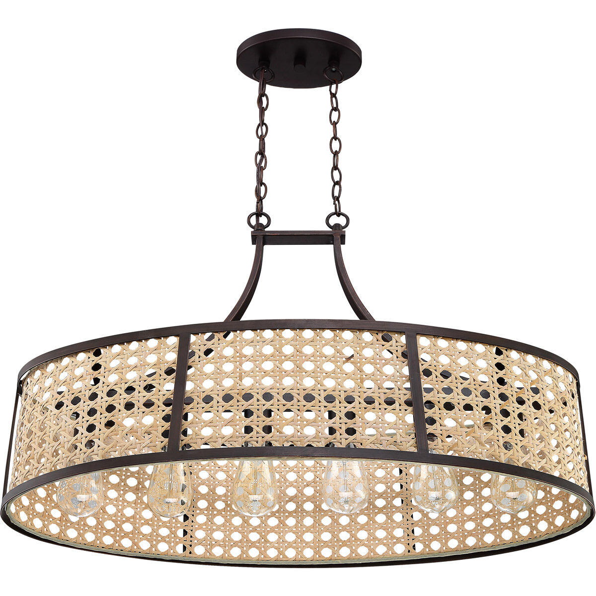 Malaya 6 Light 31.75 inch Aged Bronze Brushed Island Ceiling Light