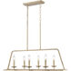 Ellisville 6 Light 34 inch Antique Cream Linear Chandelier Ceiling Light