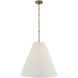 Thomas O'Brien Goodman 2 Light 24.5 inch Hand-Rubbed Antique Brass Hanging Shade Ceiling Light in Linen, Large