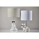 Sunny 18 inch 60 watt White Ceramic with Brushed Steel Neck Table Lamp Portable Light, Simplee Adesso
