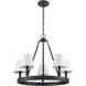 Rydell 5 Light 24.5 inch Matte Black with Off White Chandelier Ceiling Light