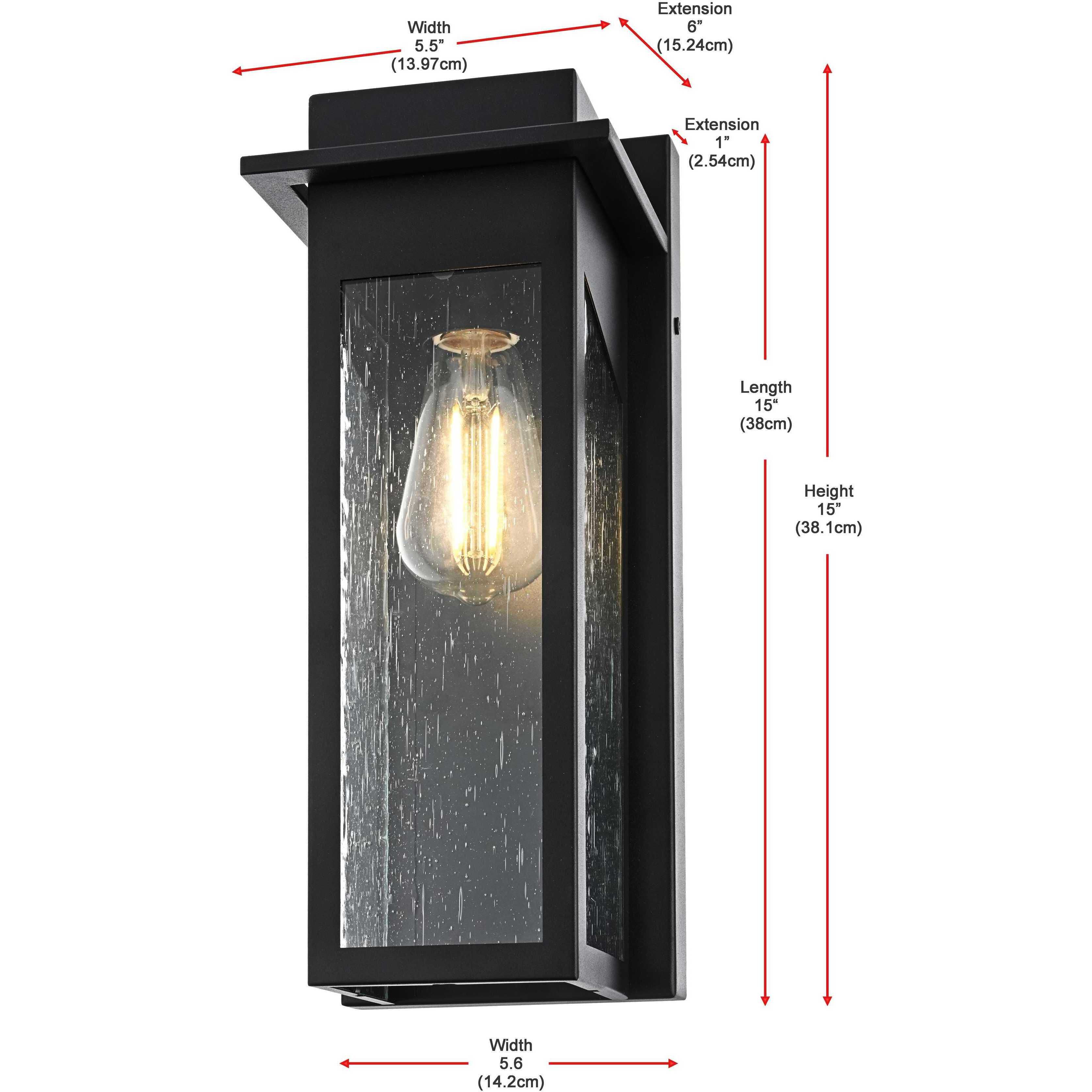Dunton 1 Light 15 inch Black Outdoor Wall Sconce