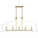 Sheffield 5 Light 46 inch White with Warm Brass Accents Linear Chandelier Ceiling Light in White/Warm Brass