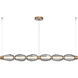 Gem LED 72.6 inch Novel Brass Linear Chandelier Ceiling Light in Smoke, Mandrel