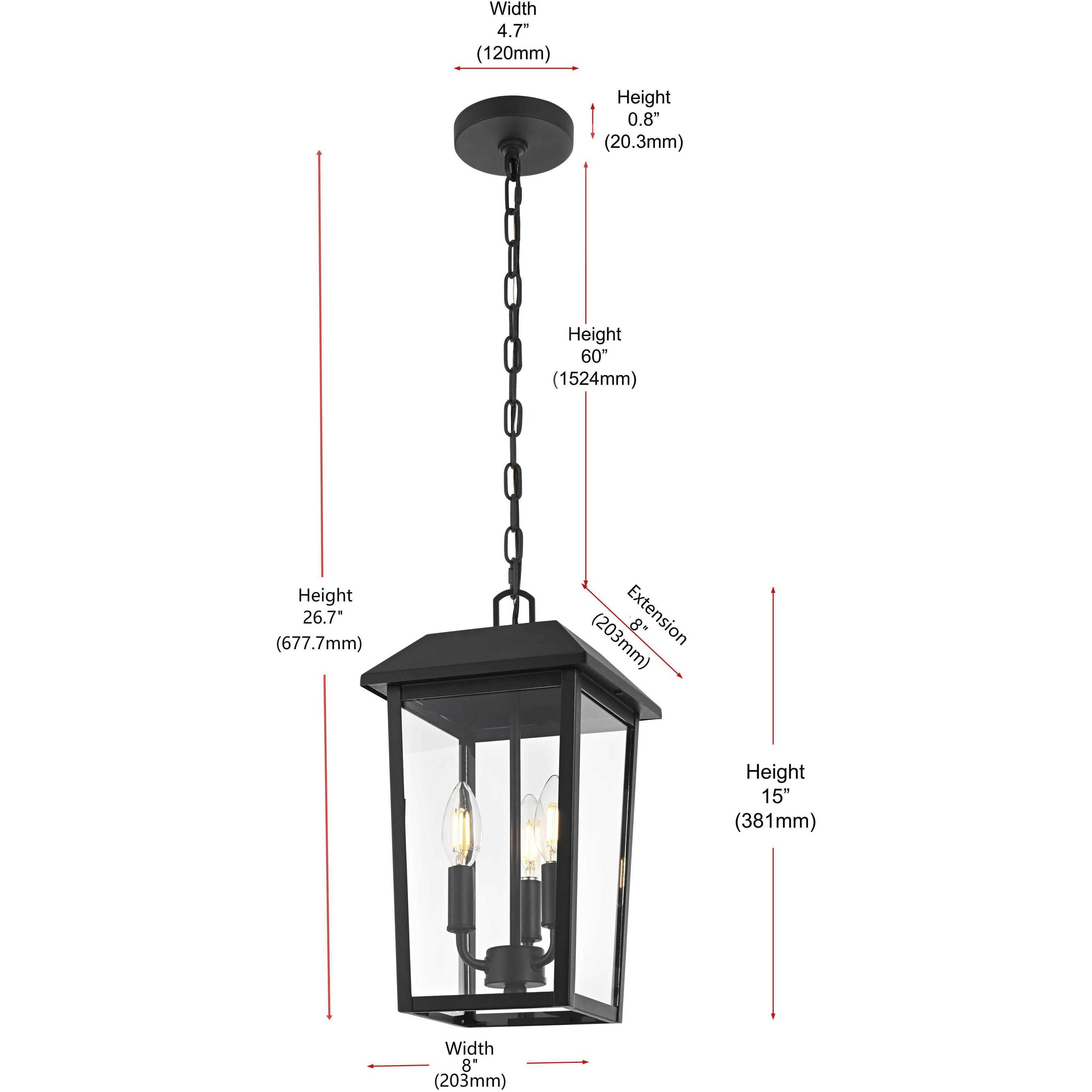 Riggs 3 Light 8 inch Black Outdoor Pendant
