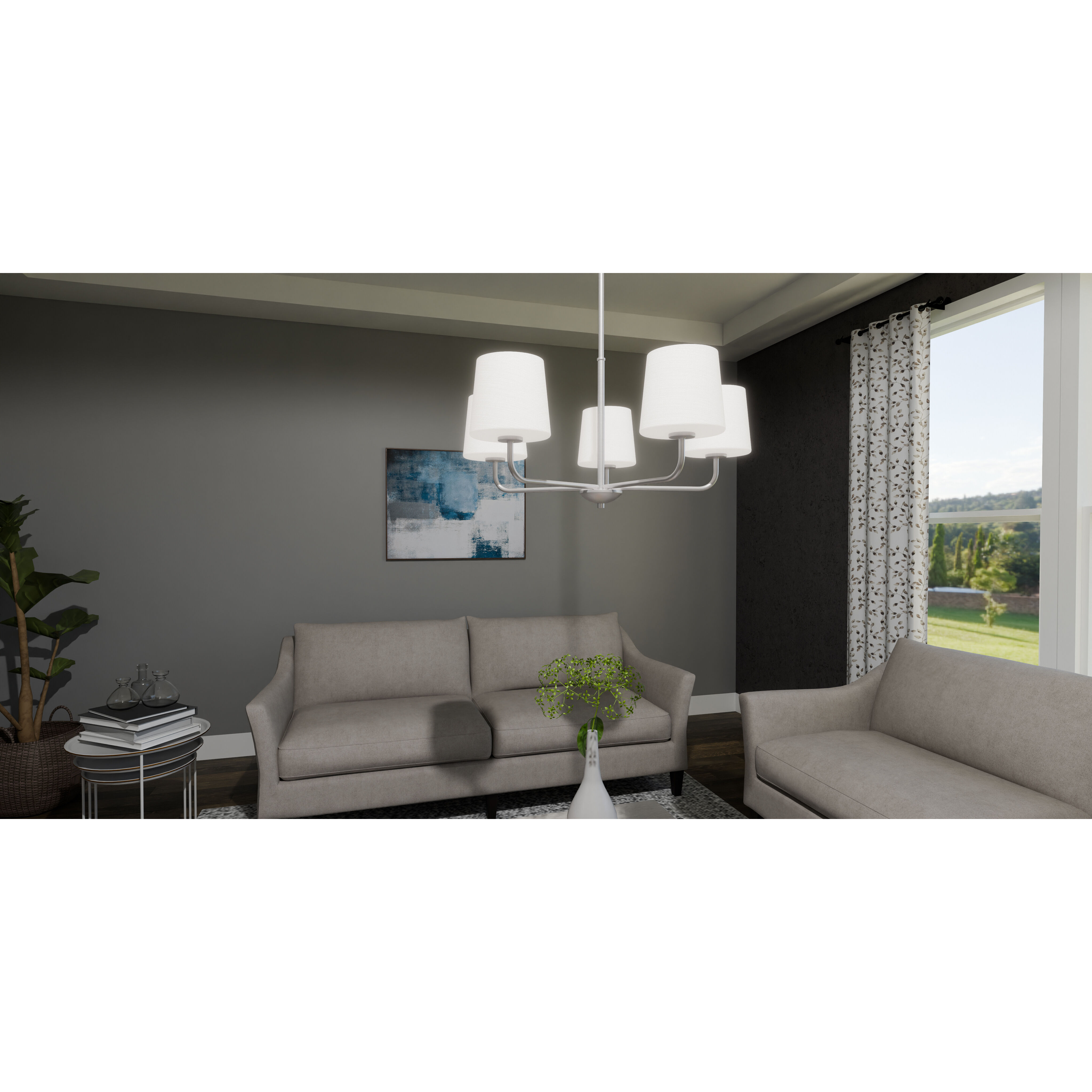 Gallagher 5 Light 28 inch Brushed Nickel Chandelier Ceiling Light