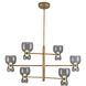 Sutton 36 inch Vintage Brass and Smoked Glass Chandelier Ceiling Light