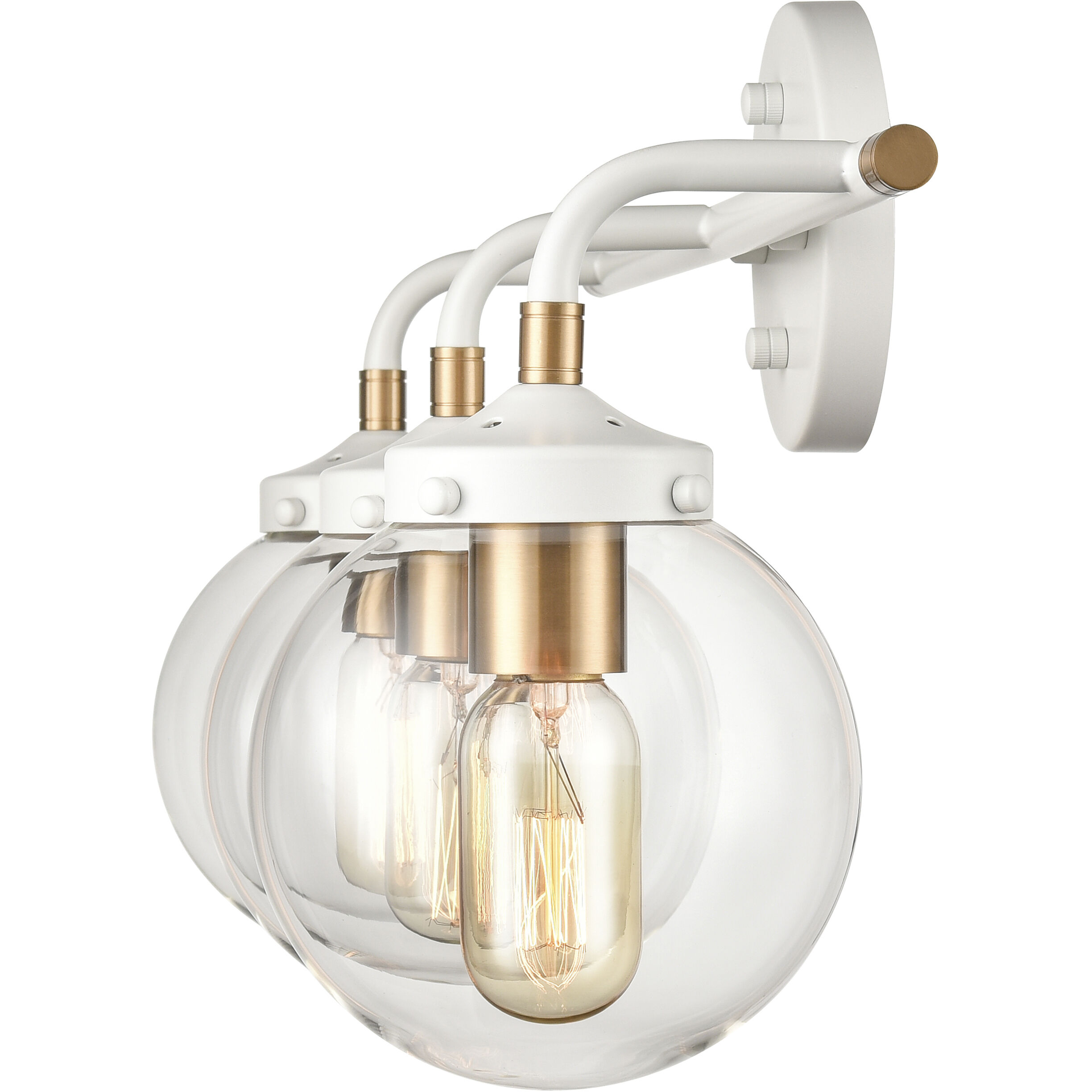 Boudreaux Vanity Light Wall Light in Matte White with Satin Brass