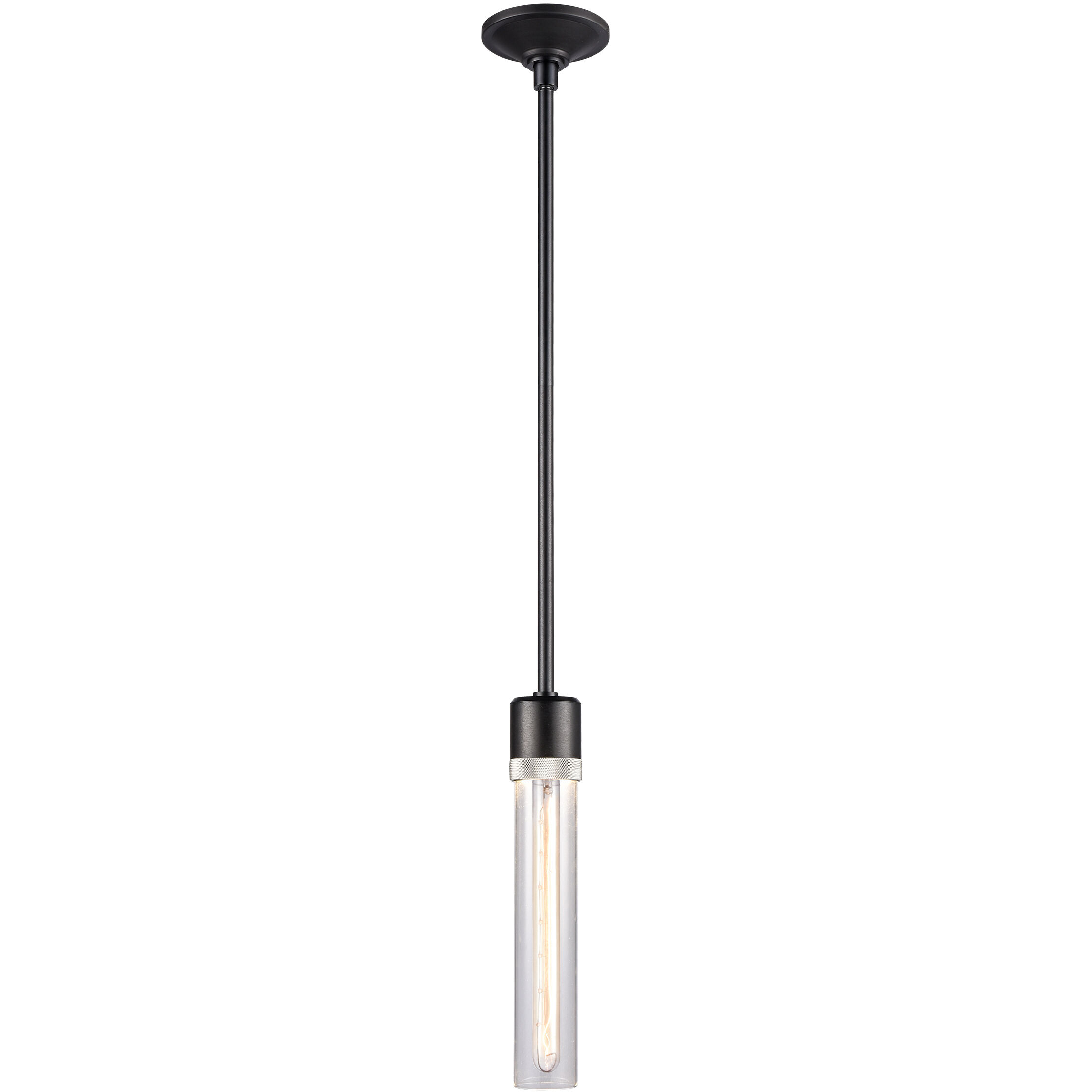 Zigrina 1 Light 5.13 inch Satin Brushed Black with Polished Nickel Pendant Ceiling Light