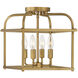 Transitional 4 Light 12 inch Natural Brass Semi-Flush Ceiling Light